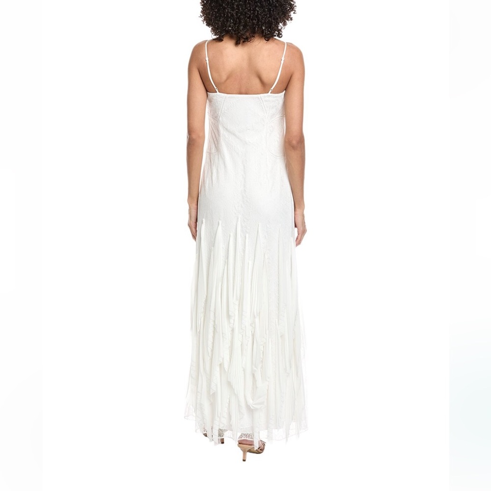 NWT $1495 Simkhai White Gertrude Chiffon and Lace Pleated Gown Maxi Dress - Picture 4 of 4